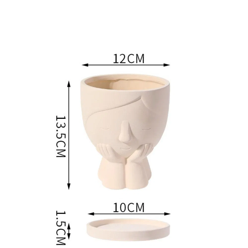 Portrait Girls Face Head Planter Succulent Ceramic Flowerpot Figure Bl22039
