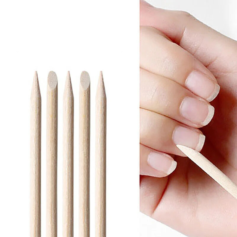 200PCS Nail Wooden Art Tools Nail Art Stickers Orange Wood Sticks