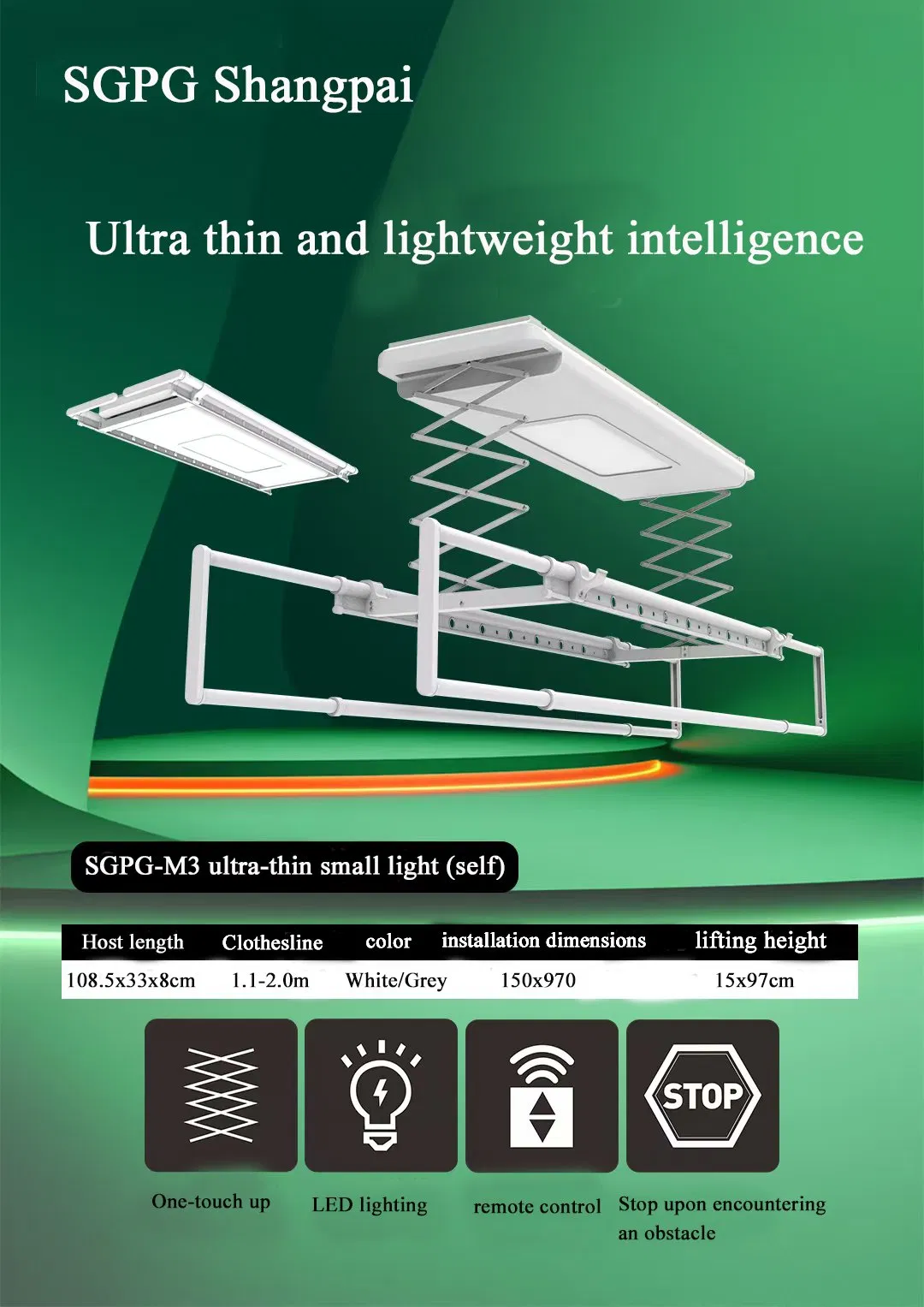 Smart Electric Laundry Dryer Stand for Wall and Ceiling Mounting