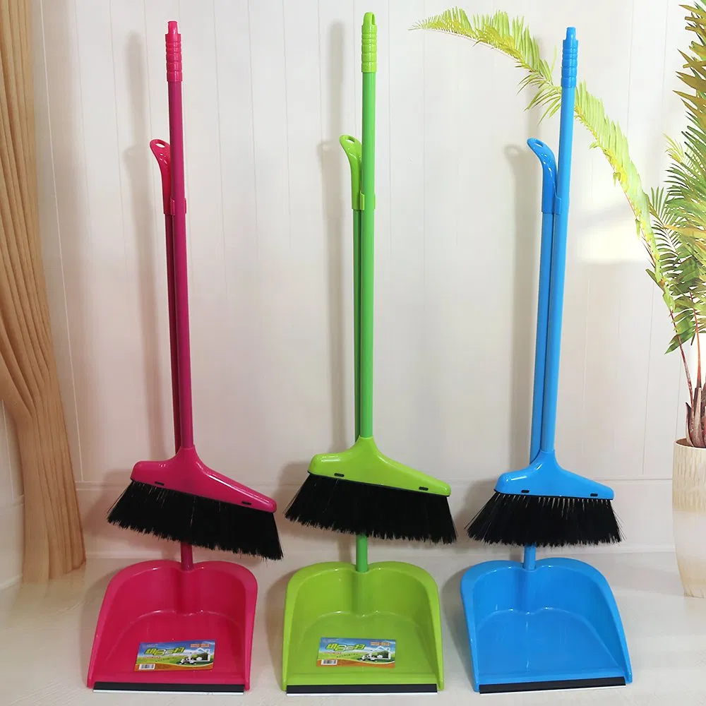 Jy1375 Ergonomic Soft Bristle Broom Set with Space Saving Round Hole Hanger