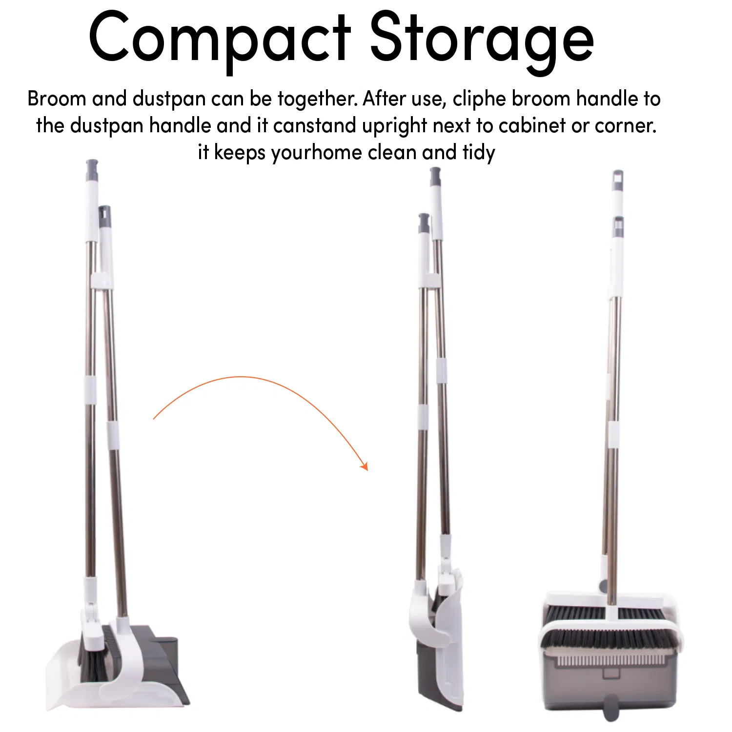 Home Lobby Clean Long Handle Plastic Broom and Dustpan Set for Floor Kitchen Cleaning