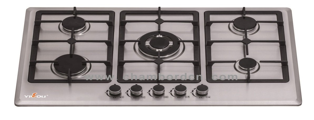 European Type 5-Burner Built-in Stainless Steel Gas Cooktop