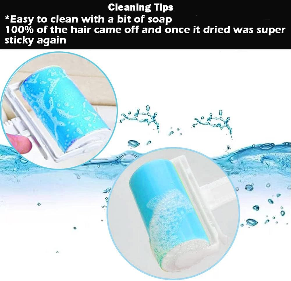 Washable Lint Roller 3 Pack Lint Roller Reusable Sticky Dog Cat Hair Remover Cleaner with Cover for Clothes Pet Hairs Carseats