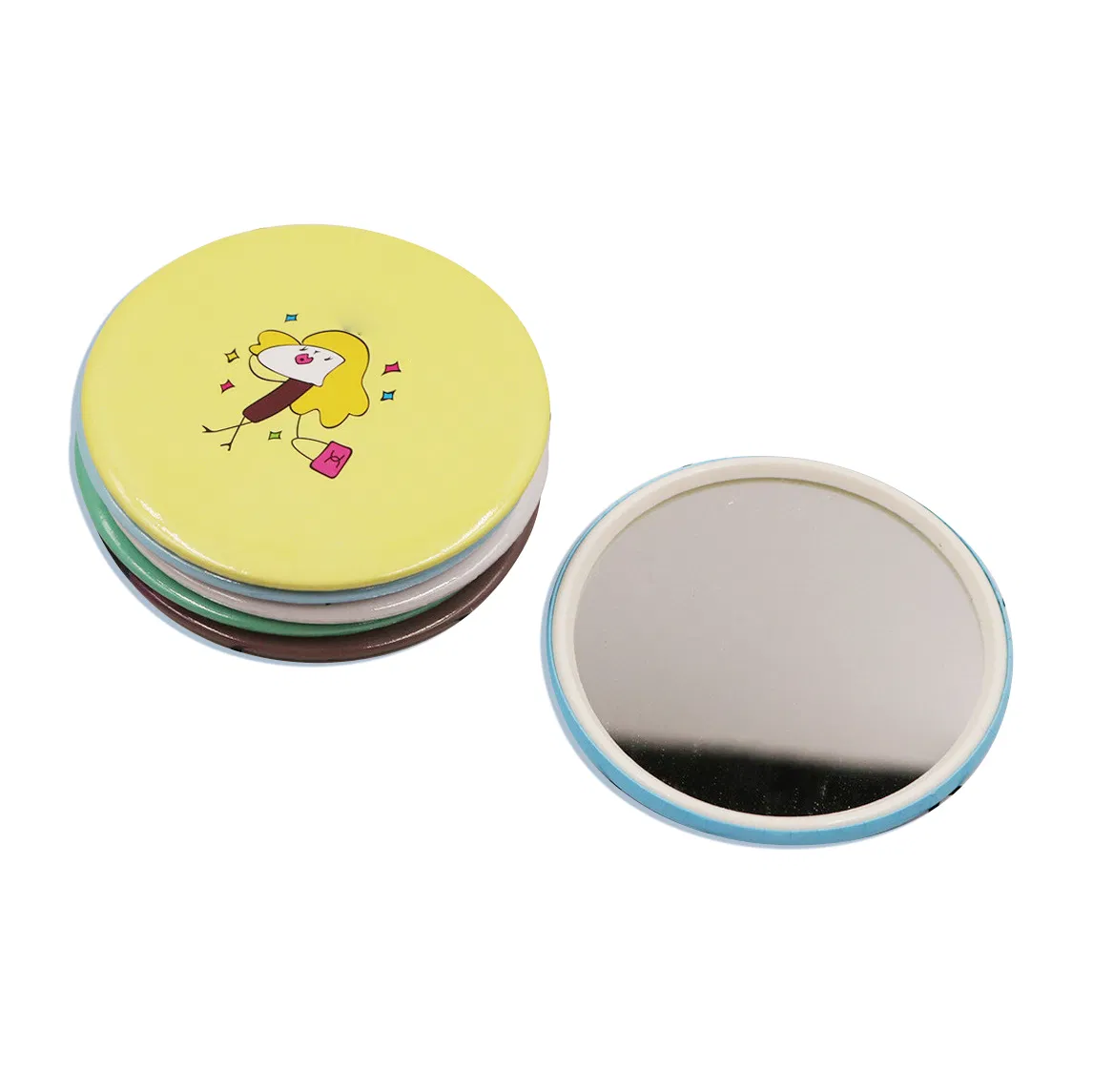 Mini Makeup Mirror Korean Cute Cartoon Cermin Round Portable Pocket Mirror Hand Gifts Pocket Mirror for Women