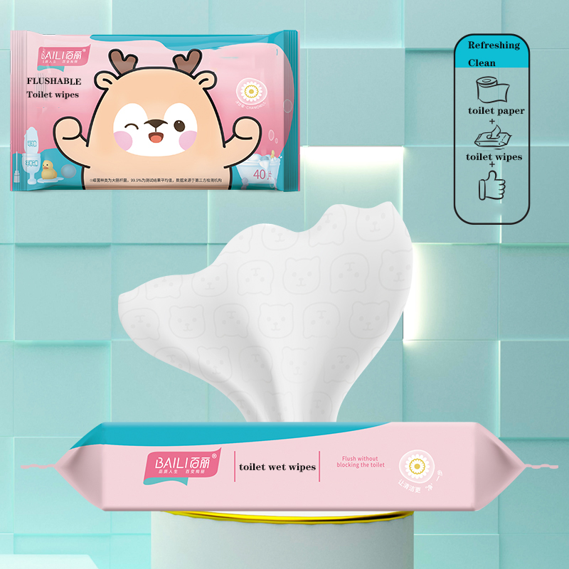 Wholesale Eco-Friendly Flushable Wet Toilet Paper Custom Logo Household Cleansing Wipes Biodegradable