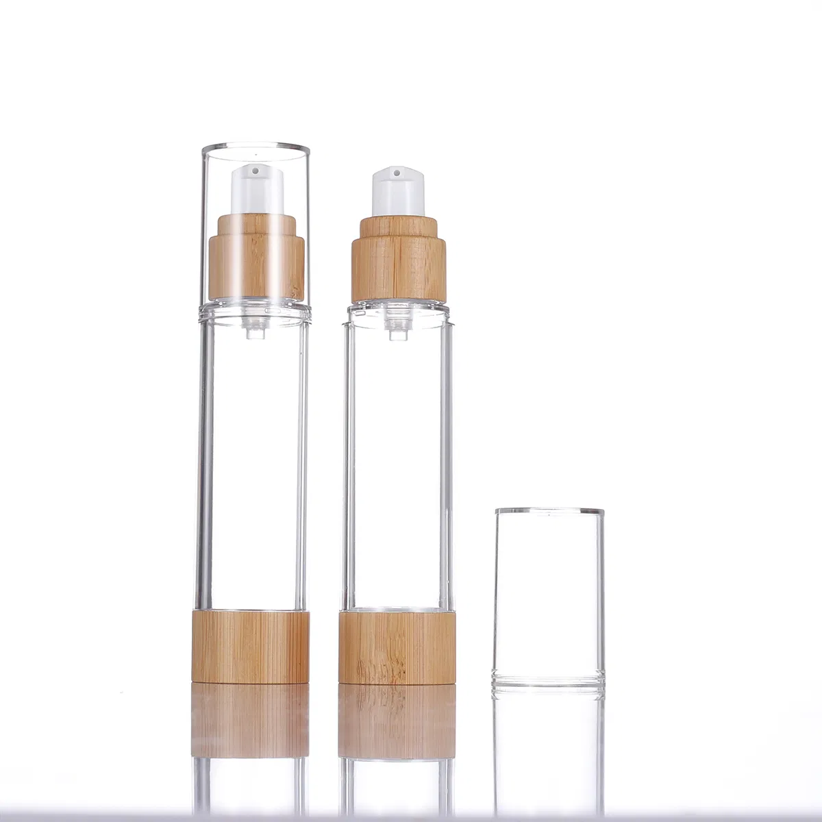 Empty Airless Lotion Container Pump Dispenser Travel Bamboo Bottle