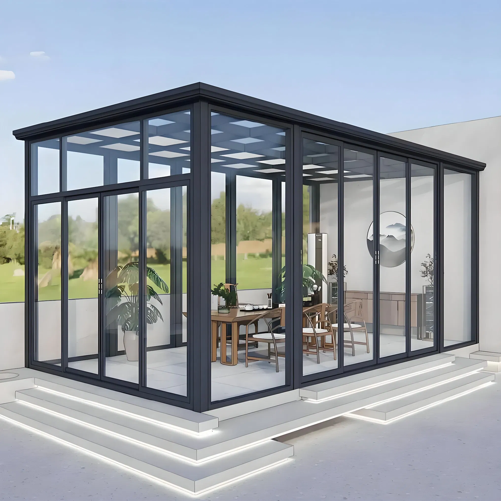 China Manufacturer Aluminum Sunrooms Glass Houses Winter Garden for Villas Terrace Roof