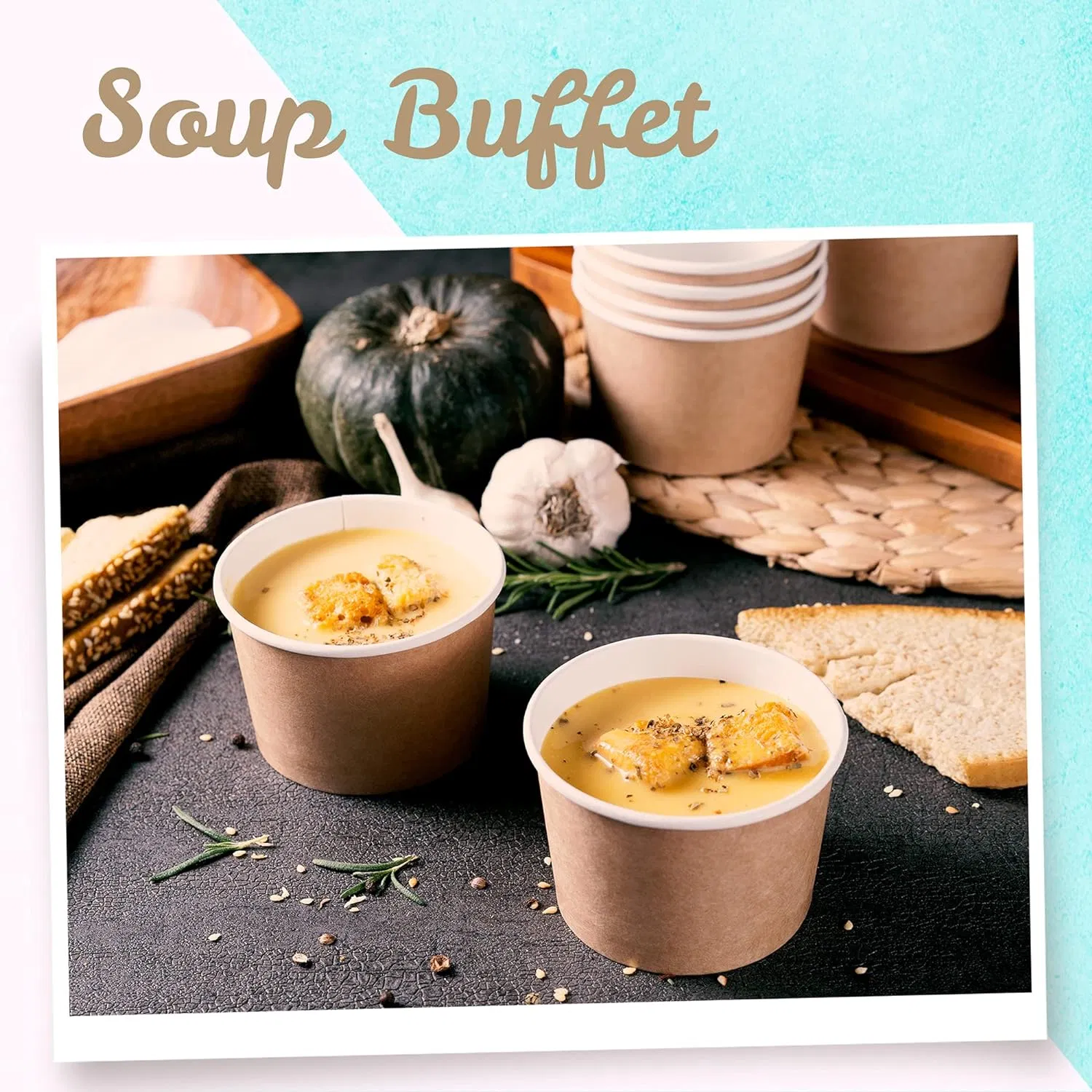 Paper Ice Cream Cups - 50-Count 9-Oz Disposable Dessert Bowls for Hot or Cold Food, 9-Ounce Party Supplies Treat Cups for Sundae, Frozen Yogurt, Soup, Brown