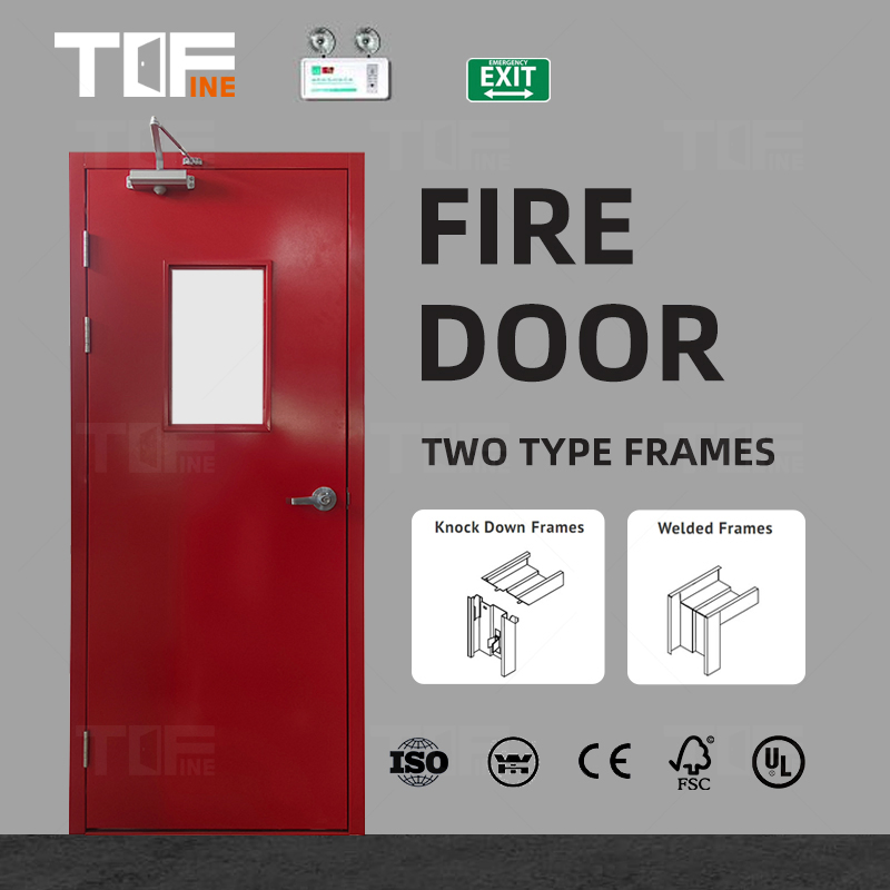 European EU Standard Malaysia Bangladesh Class B Steel Double Leaf Fire Rated Safety Exit Doors with Panic Bar Powder Coating
