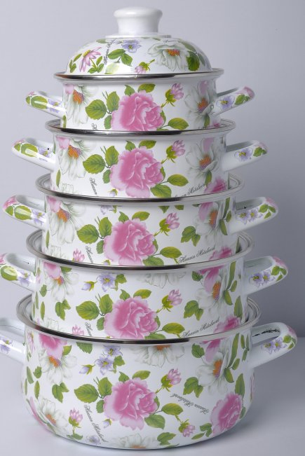 Factory Wholesale Enamel Casserole White Color Enamel Coating Custom Decal Casserole Pot Food Warmer Pot Serveing Dish Casseroles