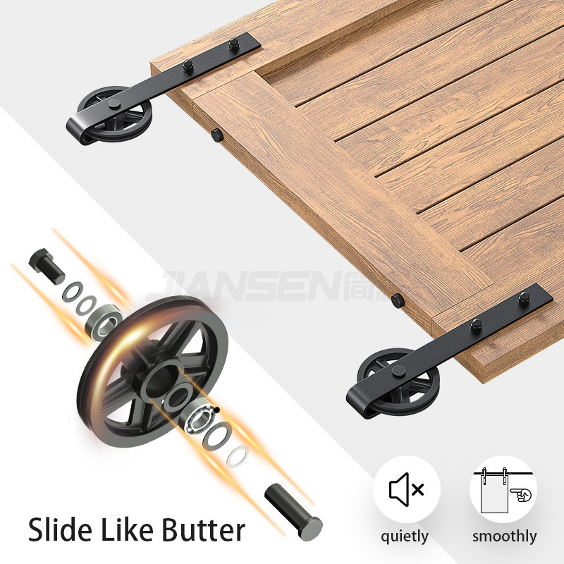 Premium Heavy-Duty Black Carbon Steel Sliding Barn Door Kit