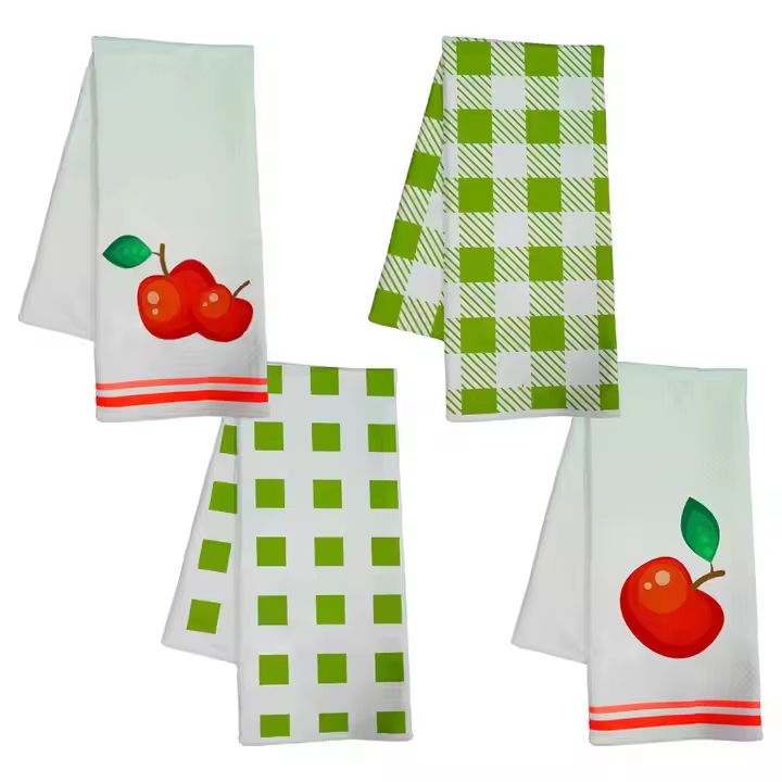 Custom Digital Printing 100% Cotton Kitchen Towel Flour Sack Tea Towel Set
