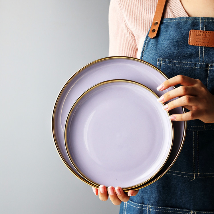 European Purple Color Custom Porcelain Dinner Tableware