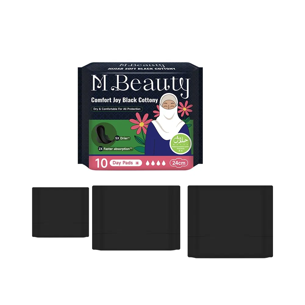 Sale M Beauty OEM Disposable Organic Sanitary Napkin Wholesale Manufacture Super Absorbent and Waterproof Black Sanitary Pads for Women