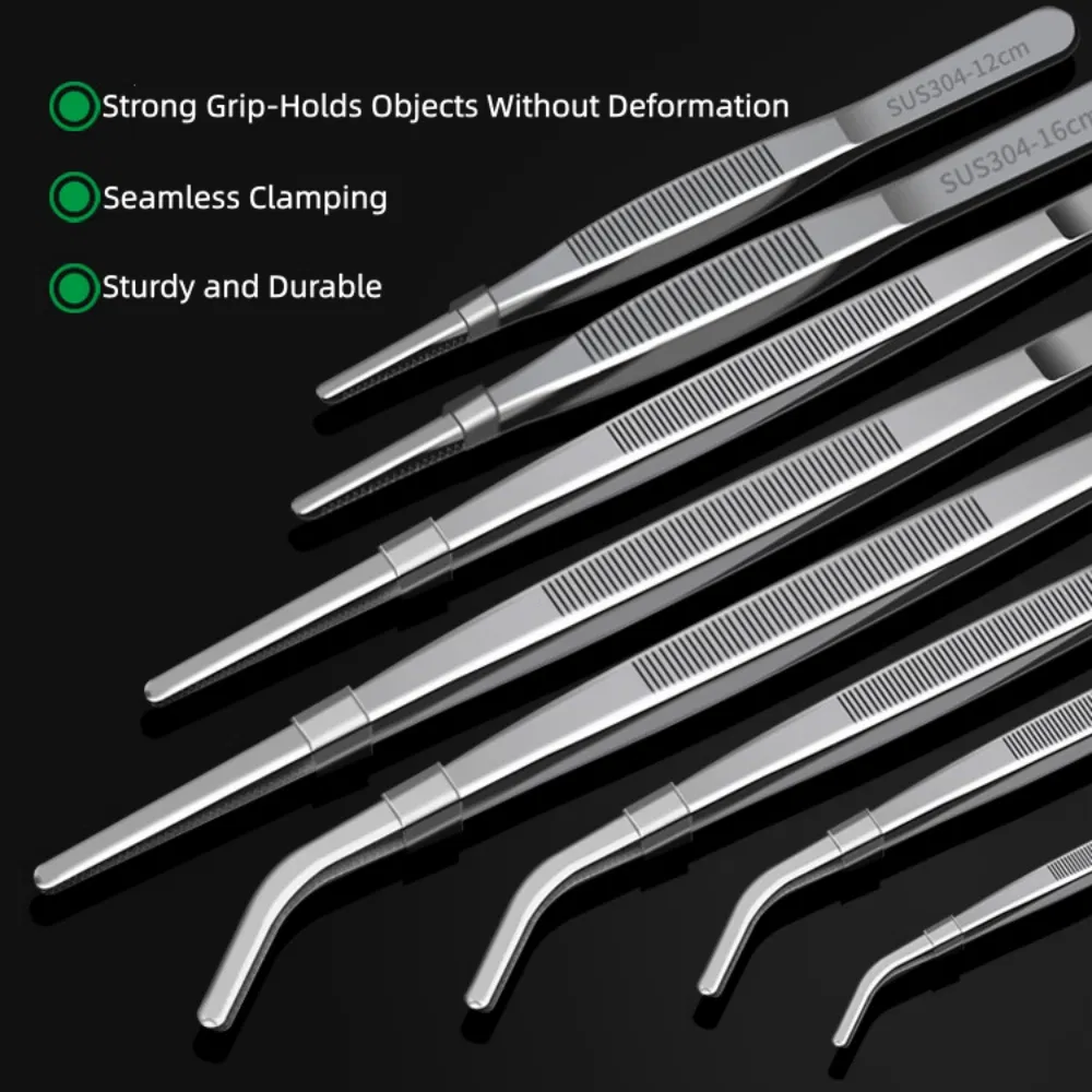 High-Quality Anti-Slip Straight Curved Versatile Metal DIY Tweezers with Teeth