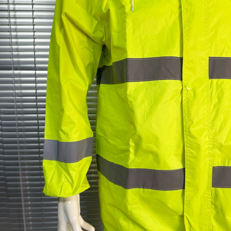 PVC High Visibility Rainsuit Elastic Cuffs Raincoat for Municipal and Garden Maintenance