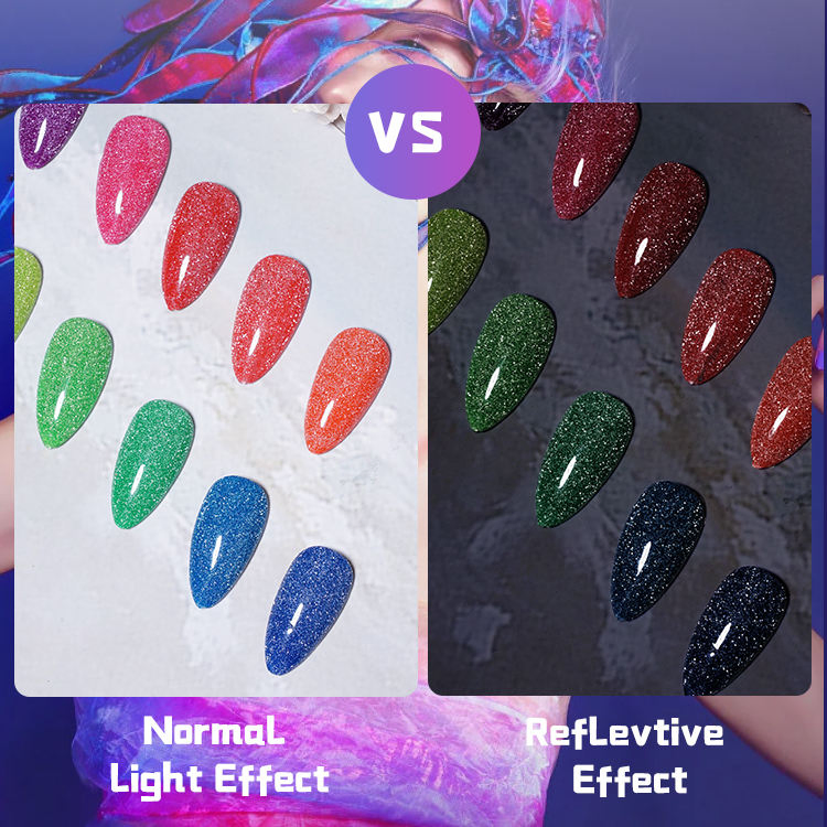 Custom Private Label Supplies Gel Nail Neon Reflective Polish Gel Nail Art for Nail Salon