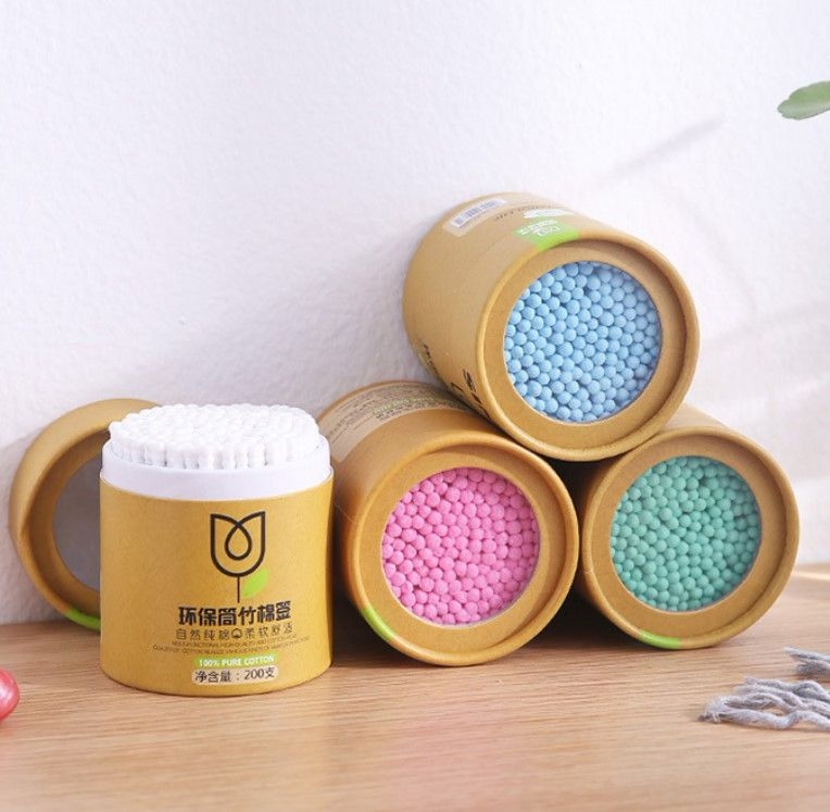 Bamboo Cotton Buds 100% Cotton Double Ear Swabs Sustainable & Eco Friendly Plastic Free Environmentally Clean Packaging