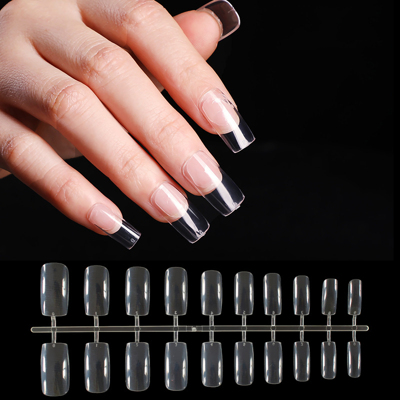 New Custom OEM Handmade Gel Salon French Curved False Nail Clear Natural Finger Press on Nails Tips Cheap Wholesale