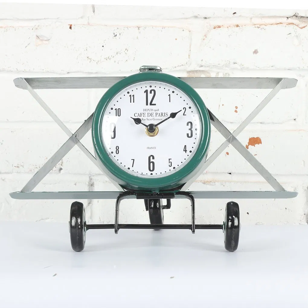 Airplane Iron Table Clock Triangle Metal Stand Iron Table Clocks