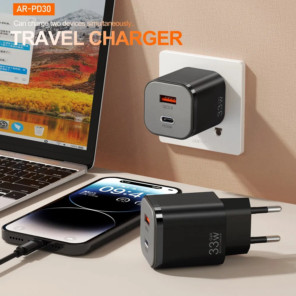 Зарядное устройство 33W с быстрой зарядкой QC3.0 и PD