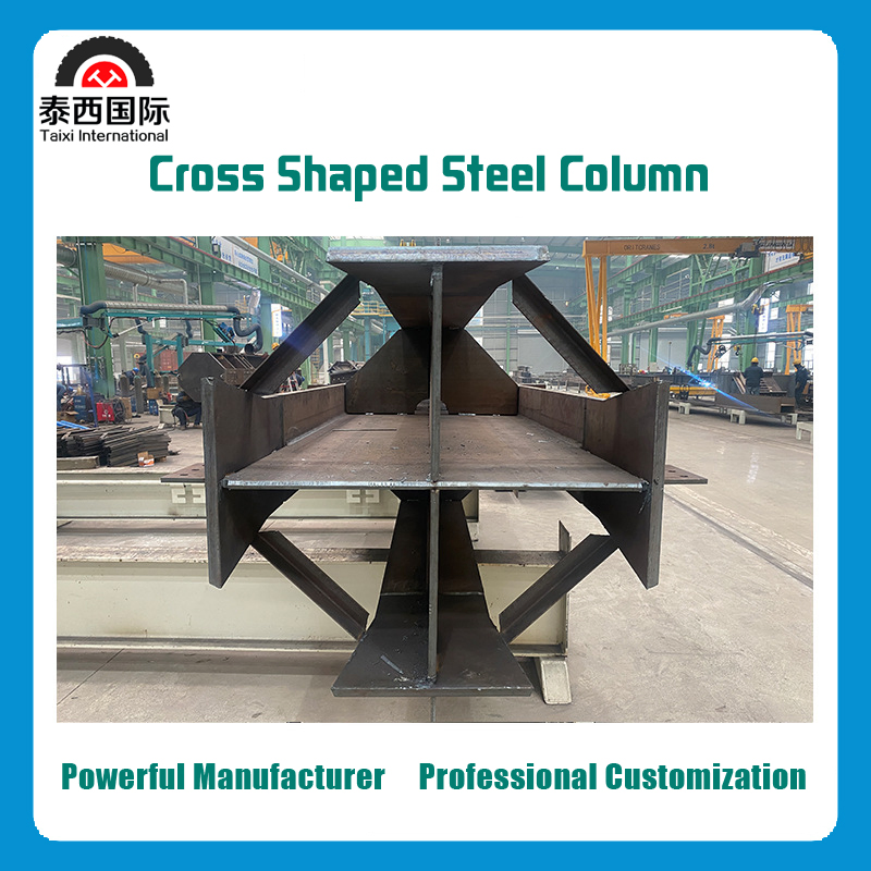 Customized Processing Cross Shaped Steel Columns Concrete Pouring of Steel Lattice Columns