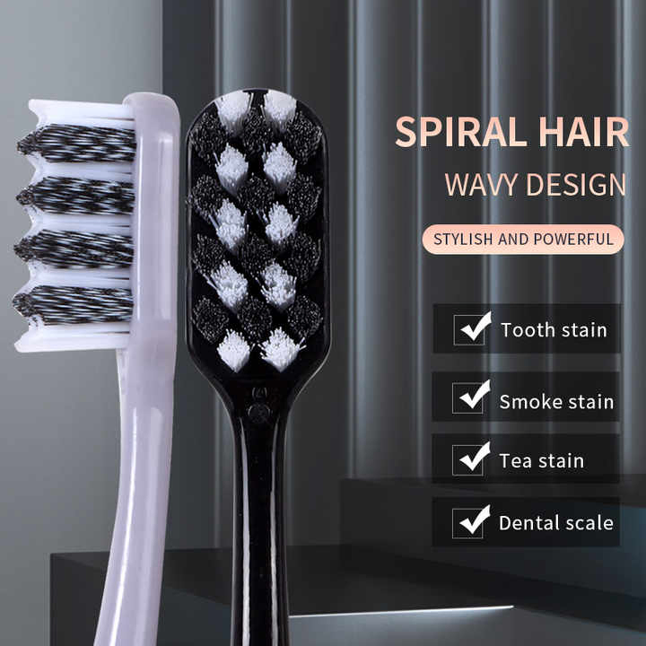 Adult Hard Toothbrush with Irregular Hole Spiral DuPont Bristles Toothbrush