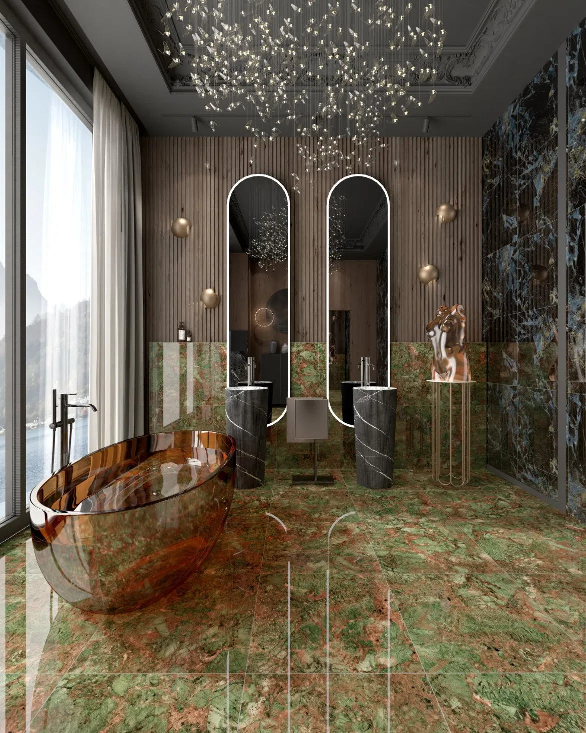 Modern Style Glazed Polished Luxury Ceramic Tile Look Like Marble Interior Bathroom Wall Flooring Tile