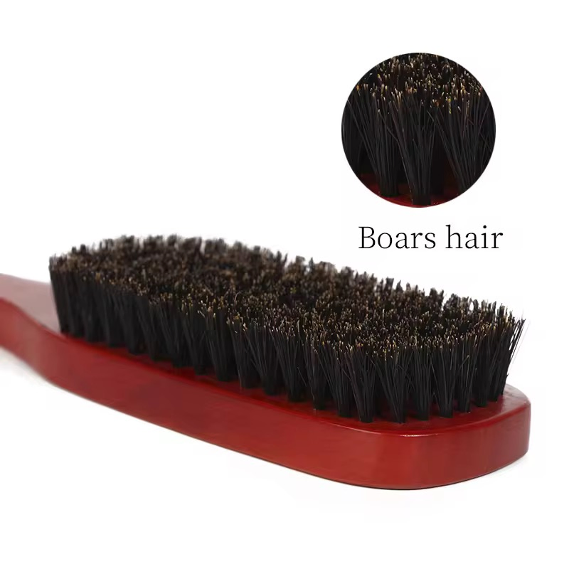 Hot-Selling Custom Logo Pure Boar Bristle Long Wooden Handle Men's Beard Cleaning Brush