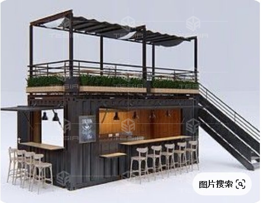 Outdoor Restaurant Container with Stairs and Balcony Bar Beverage Coffee Shop