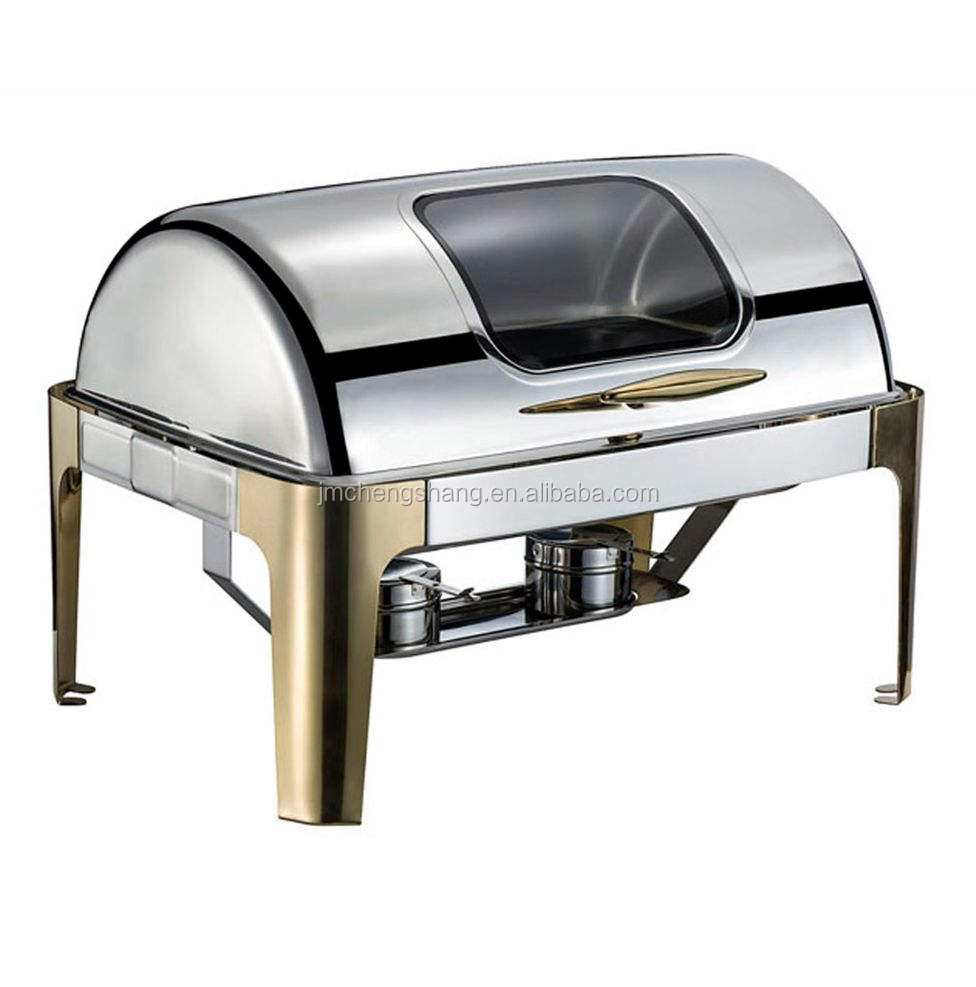 Luxury Supply 9L Stainless Steel Gold Plating Chafing Dishes Hot Pot Sets Buffet Food Warmers
