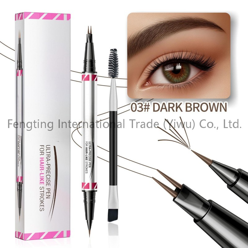 Waterproof Sweat-Proof Non-Fading Double-Headed Eyebrow Enhancer Pen Long-Lasting Natural Three-Dimensional Wild Eyebrows Set