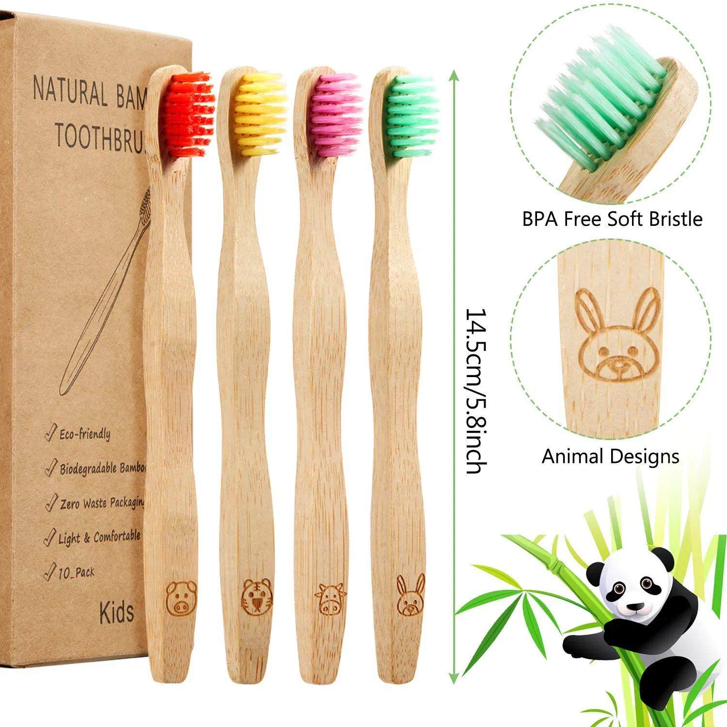 Bamboo Toothbrushes Biodegradable Soft Bristles for Home/Hotel Oral Care Bulk Wholesale