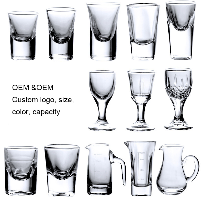 Premium Quality Clear Glass Dishwasher Safe Vodka Tequila Whiskey Cup 1oz 2oz 2.25oz Shots Glasses for Bernheim Big Ben