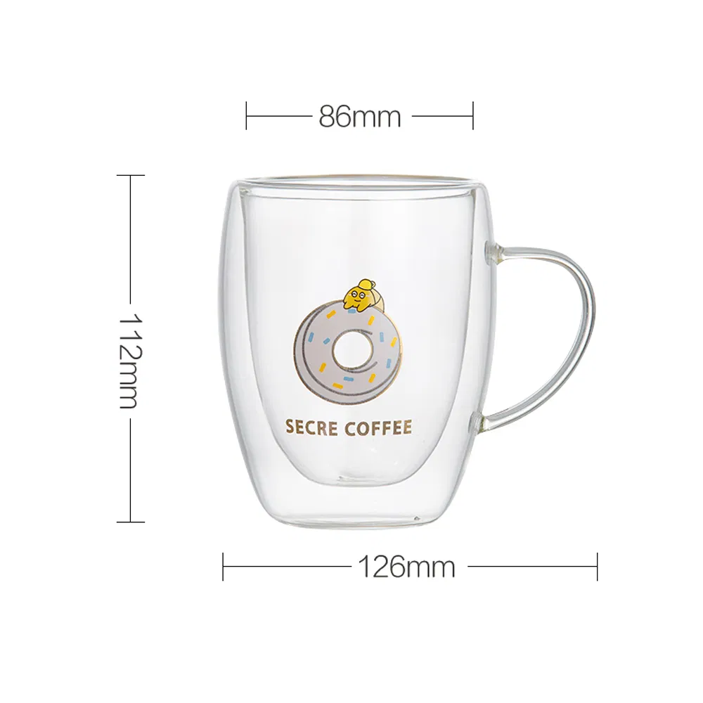 Double Wall Glass Cup, Coffee, Tea for Birthday Present, 250ml/8.4oz
