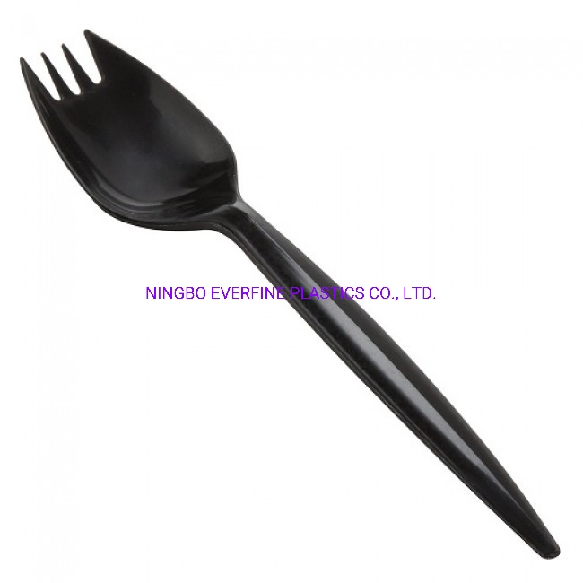 Medium Weight Plastic White / Black Spork (PP)
