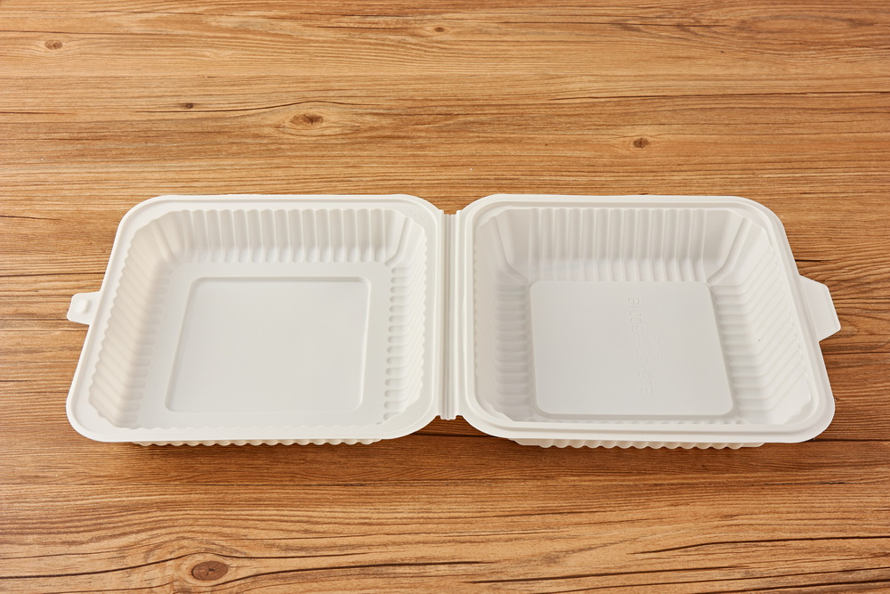 Disposable Eco Friendly Take out Food Containers Biodegradable Cornstarch Clamshell Box