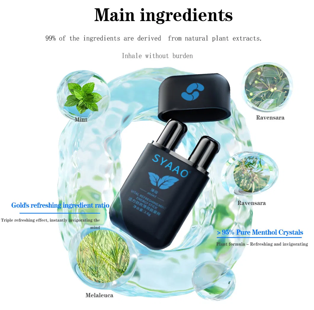 Double-End Black Color Plastic Nasal Inhaler Stick with Wicks
