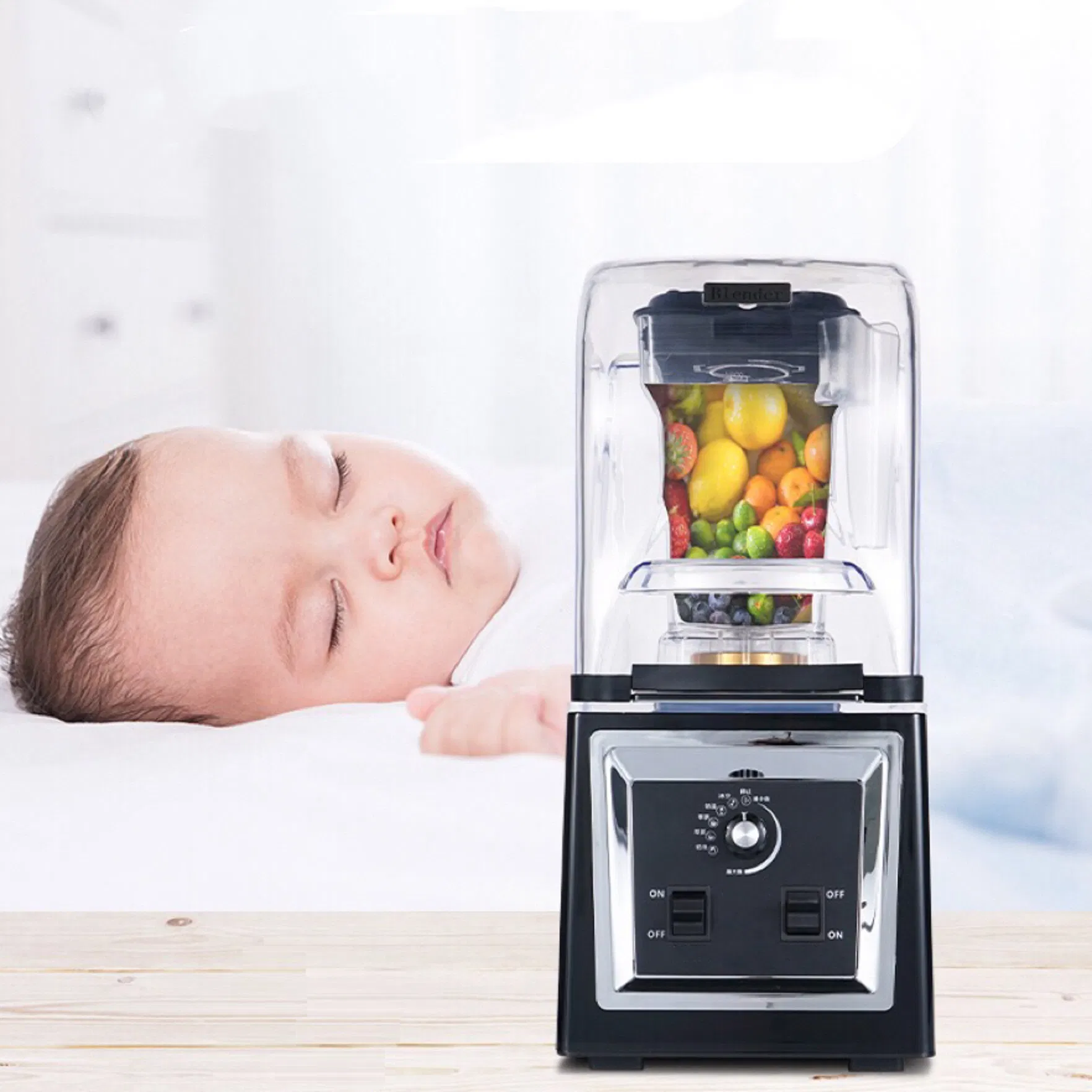 2L Soundproof Blender 1500W Vegetable Fruit Mixer Ice Crusher Meat Grinder Food Blender