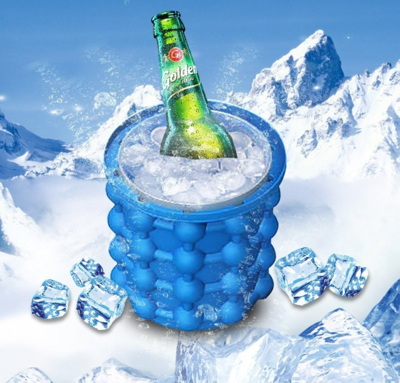 Portable Silicone Cooler Ice Cube Maker Genie Bucket Beer Cabinet