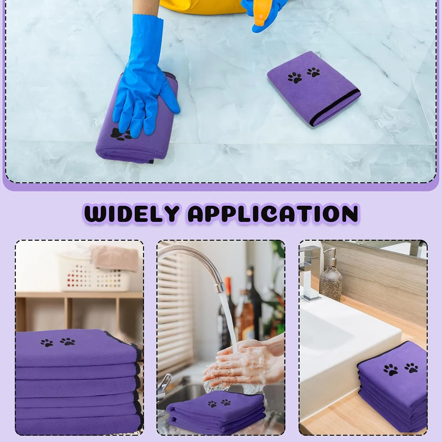 Free Sample 100% Pure Microfiber Dog Towel Cozy Washable Quick Dry Absorbent Custom Pet Bath Towel