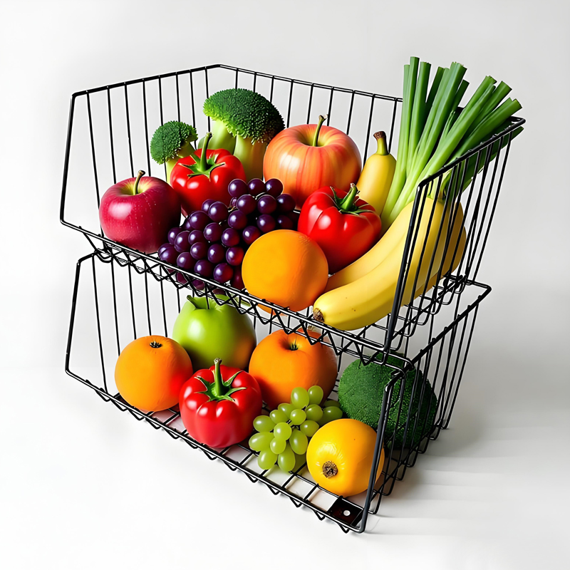 2026 PRO Detachable Kitchen Countertop Organizer for Fruits, Vegetables, Snack, Metal Vegetable Storage Rack Wire Basket
