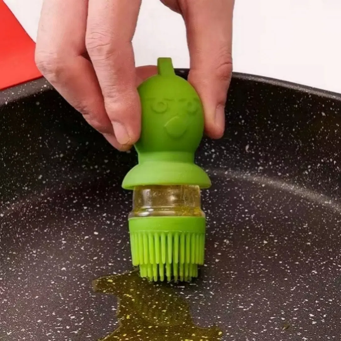 Oil Dispenser with Soft Brush Head for Applying Oil to Seafood Before Grilling