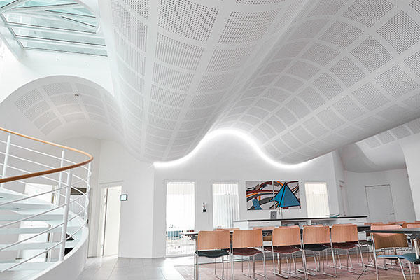 Versatile Perforated Metal Ceiling Panels with Unique Hole Shapes