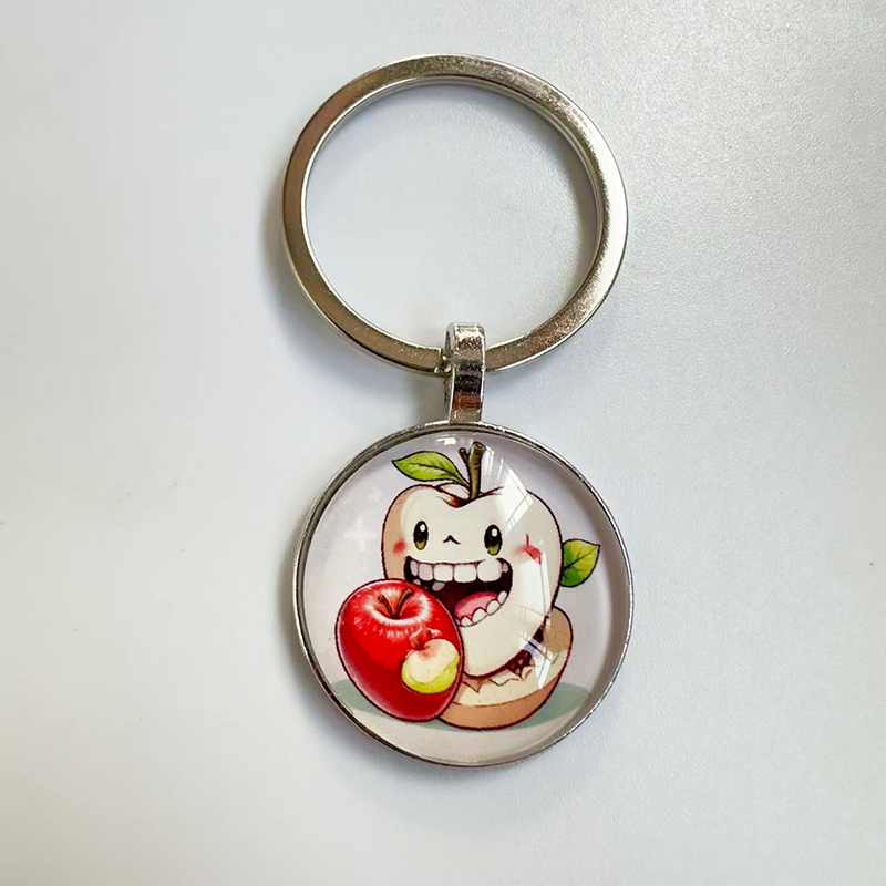 Personalized Customs Made Dental Gift Time Gem Glass Teeth Pattern Dental Nurse Keyring