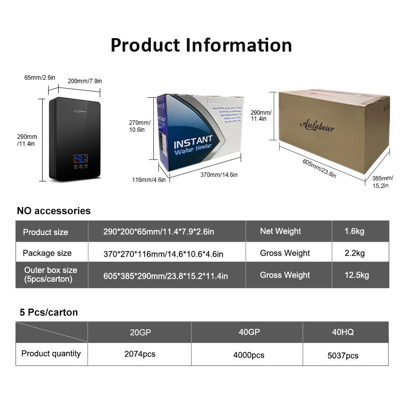 6000W 220V OEM ODM LED Digital Electric Water Heater