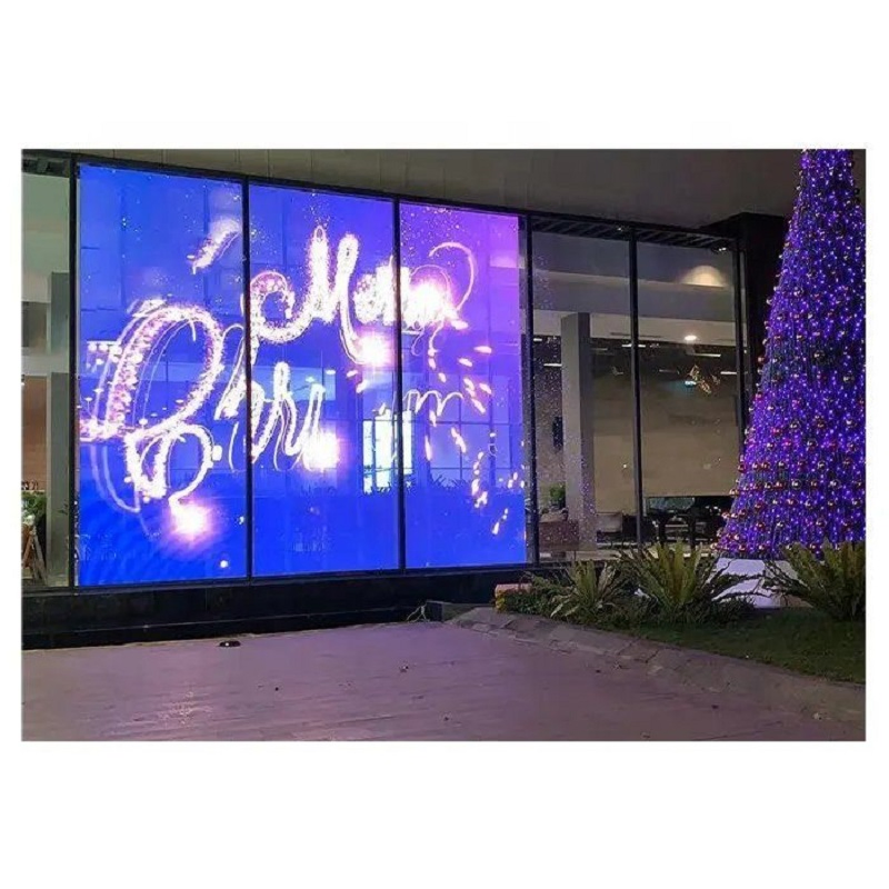 China Full Color SMD Transparent Video Wall P3.91 Glass LED Display Screen