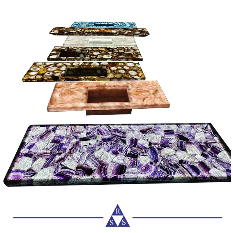 Backlit Natural Semiprecious Gemstone Slab Red Agate Coffee Table