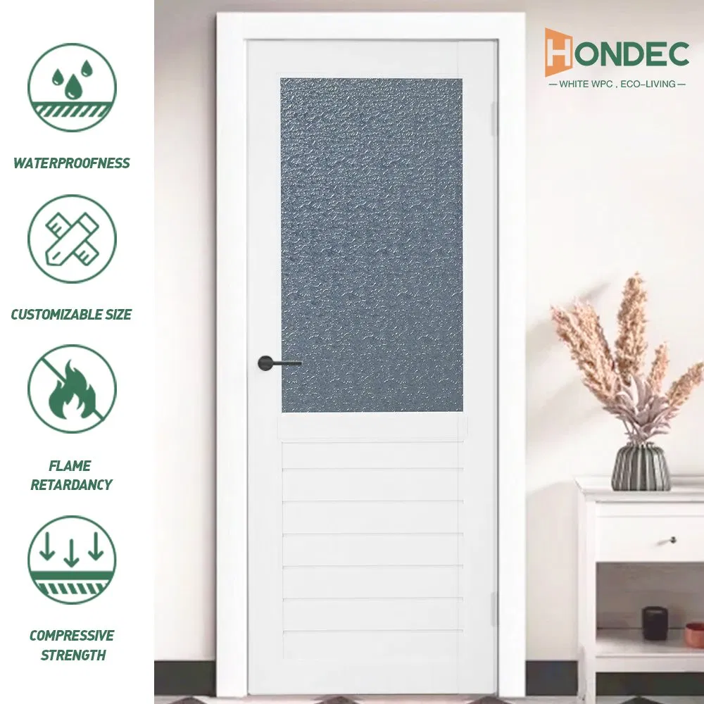 Factory Direct Sales High Quality Customizedpvc Splicing Door with Vertical Glass Slots and Reinforced Side Profiles for Stable Daily Use MDF Wooden Solid Water