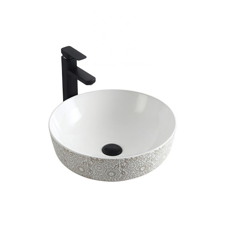 Круглая керамическая раковина для ванной комнаты